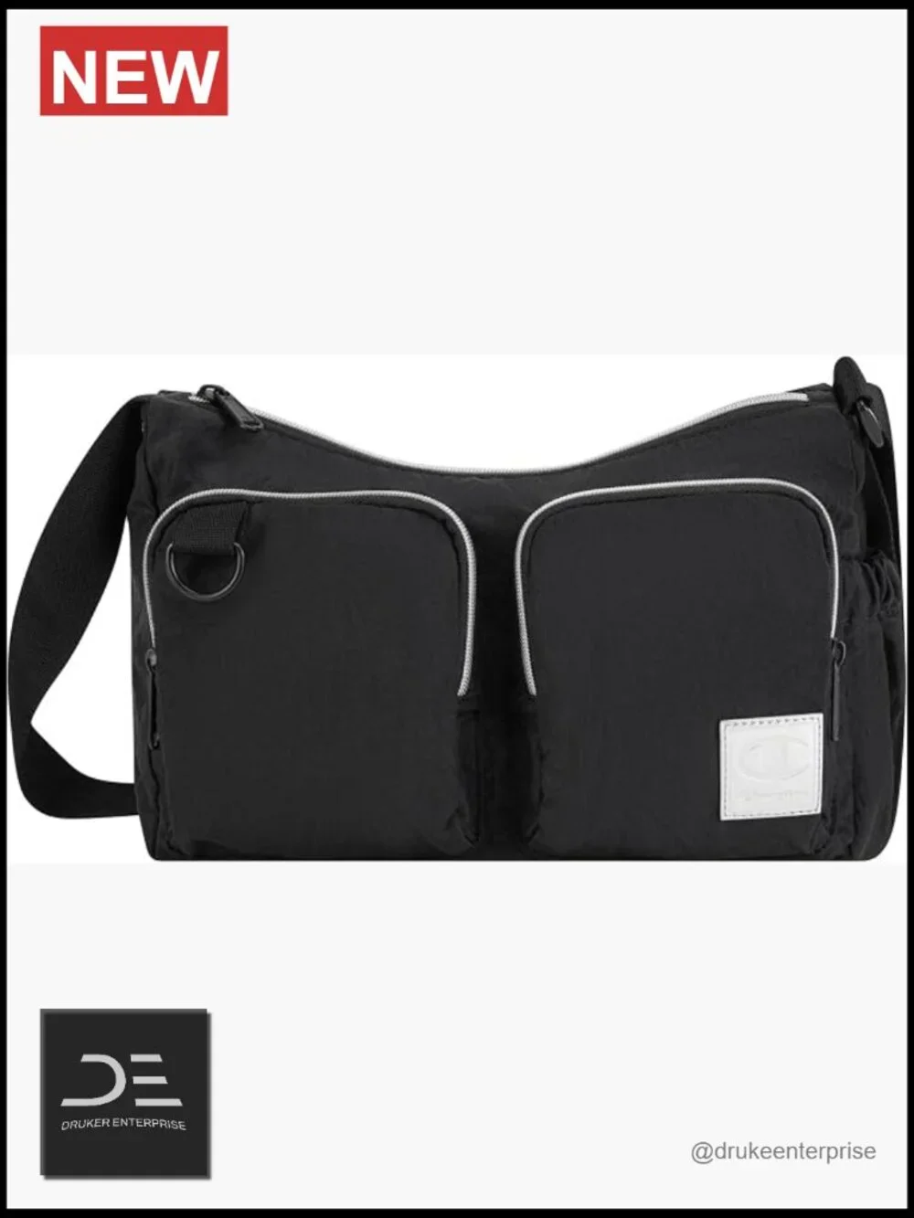 Small Messenger Bag Crinkle Nylon Adjustable Strap Water Bottle Pocket Work